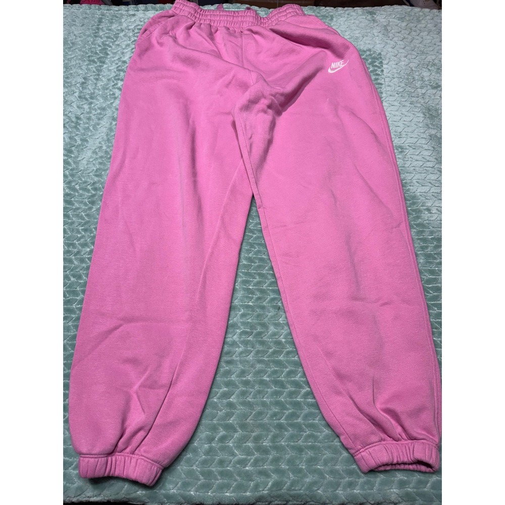 Nike Sportswear Essential Fleece Sweatpants Pink XL High Rise Joggers